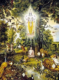 Senhor Sri Krishna em Seu aspecto todo-penetrante - Paramatma ou Superalma - dentro de cada �tomo e no cora��o de todos seres vivos